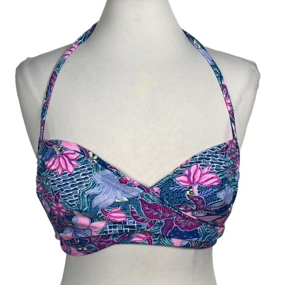 VICTORIA’S Secret Bra Sized Wrap Halter Style Underwire Bikini Top 32DD - Picture 2 of 9